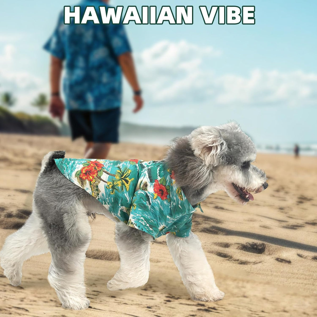 Dog Hawaiian Shirt, Dog Summer Clothes with Leash D-Ring for Medium Large Dogs, Floral Cool Beach Puppy Shirts with Sun 