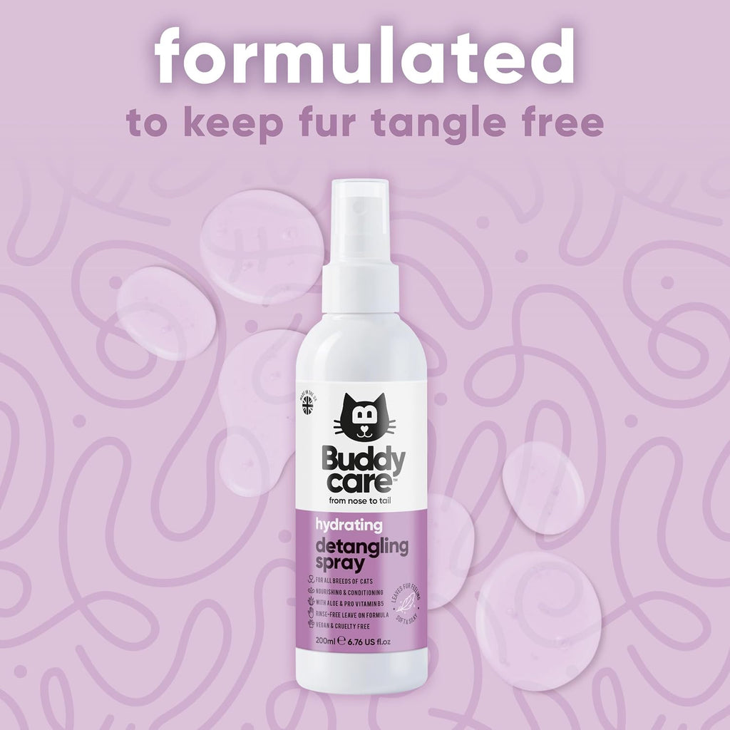 Buddycare Detangling Spray for Cats - Effective Cat Matted Fur Remover and Detangle Spray to Promote a Healthy Coat, Eas