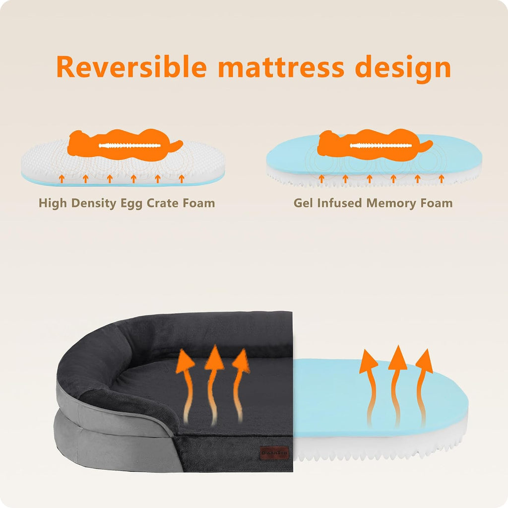 Orthopedic Waterproof Medium Dog Bed Sofa, Gel Memory Foam, 36"