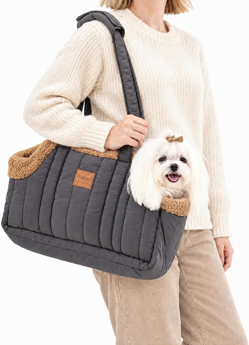 Fall&Winter Dog Sling，Dog Sling Carrier for Pets Under 25 Lbs (Jet Black)