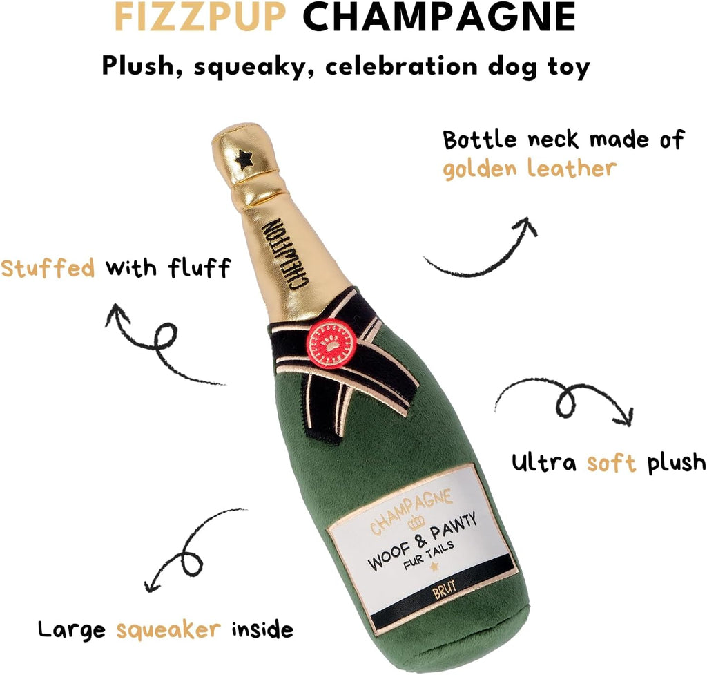 CHEWFFON Dog Toy, Interactive Champagne Shape Squeaky Toy for Boredom