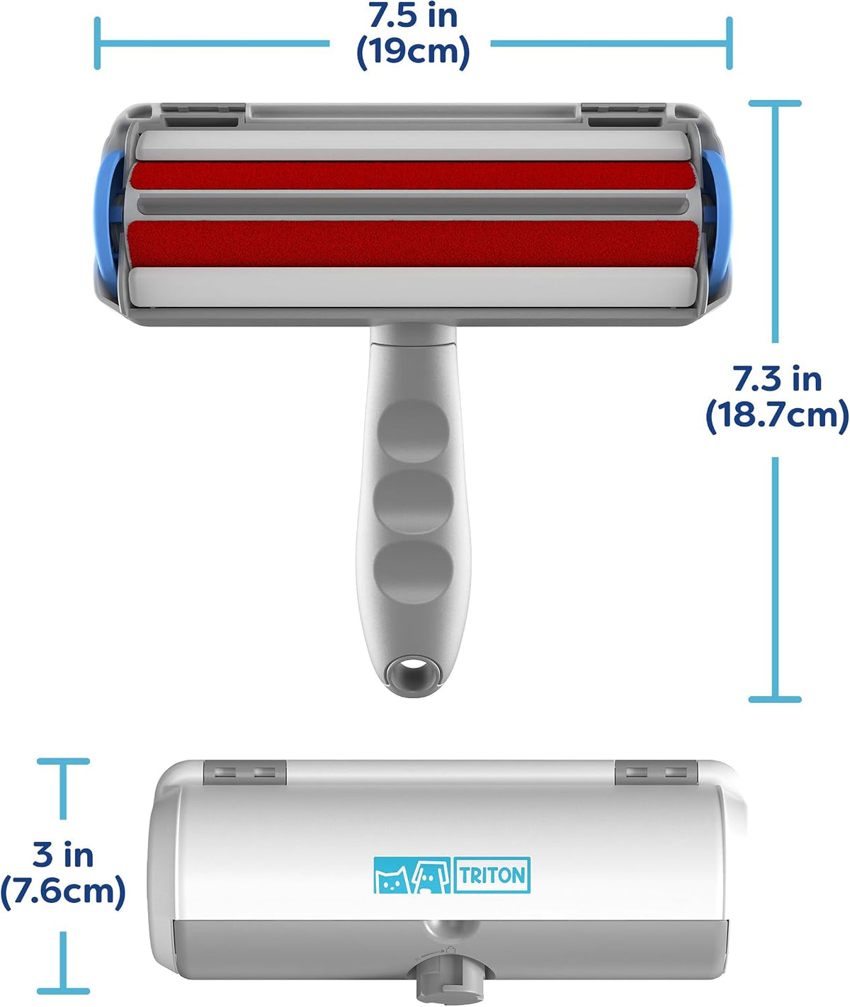 Triton Pet Hair Removal Tool w/Fur Trapping Compartment, Gray/White