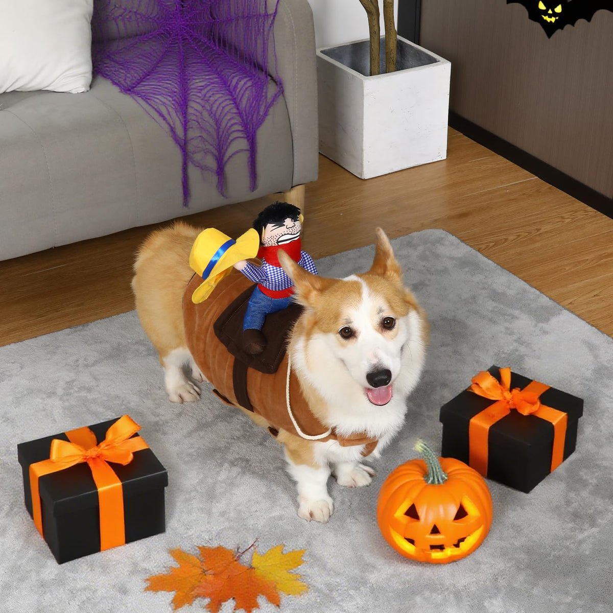 T2Y Cowboy Rider Dog Costume - Halloween Dog Costumes for Large Dogs, Dogs Clothes Knight Style with Doll and Hat for Halloween Day, Suitable for Shepherd, Husky, Shiba Inu【L】