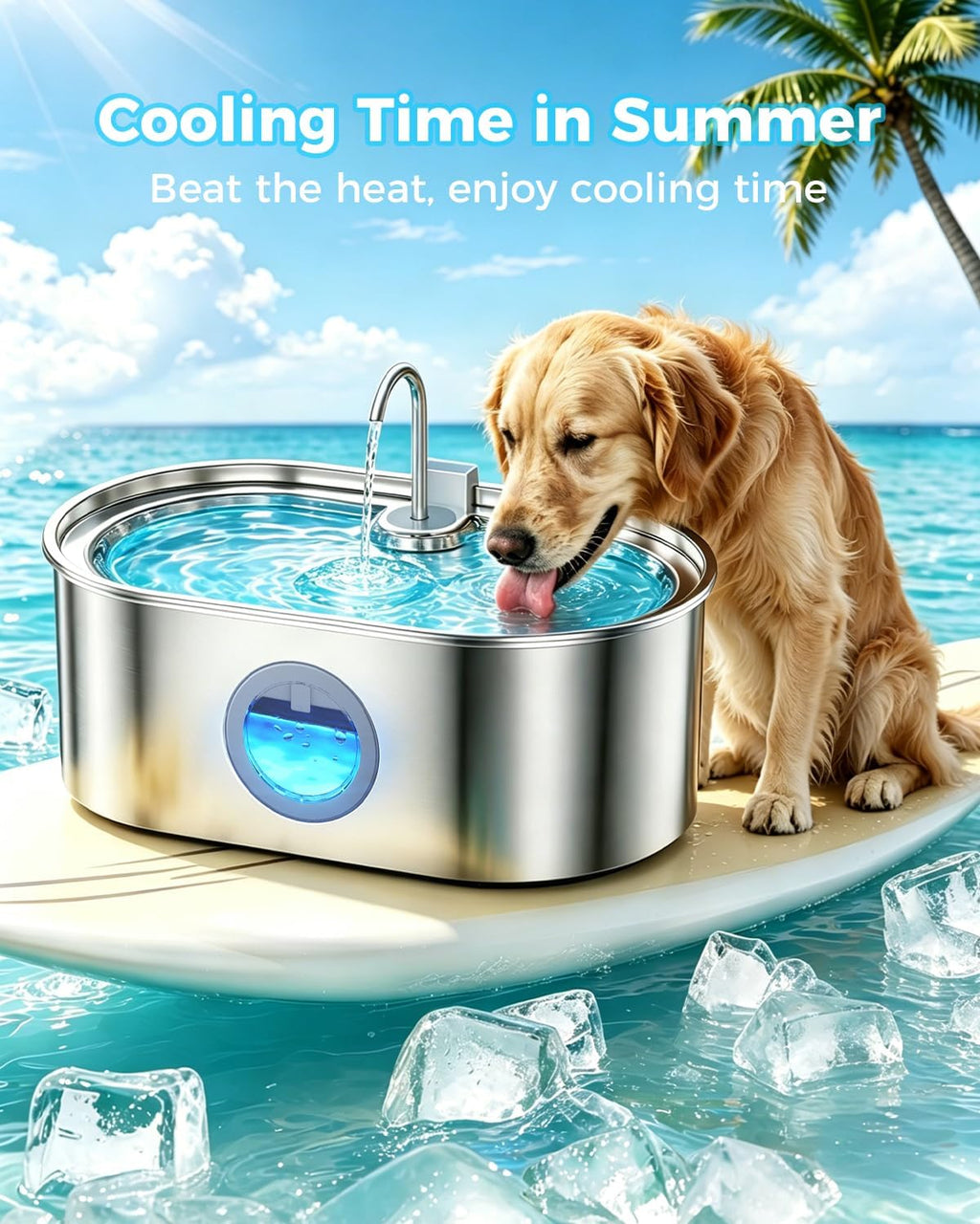4.2Gal Extra Large Dog Water Fountain, Stainless Steel Pet Water Fountain