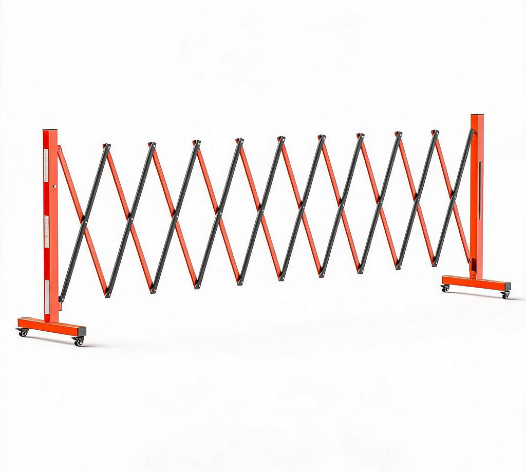 IDEALHOUSE 11FT Expandable Metal Safety Barricade Gate with Wheels
