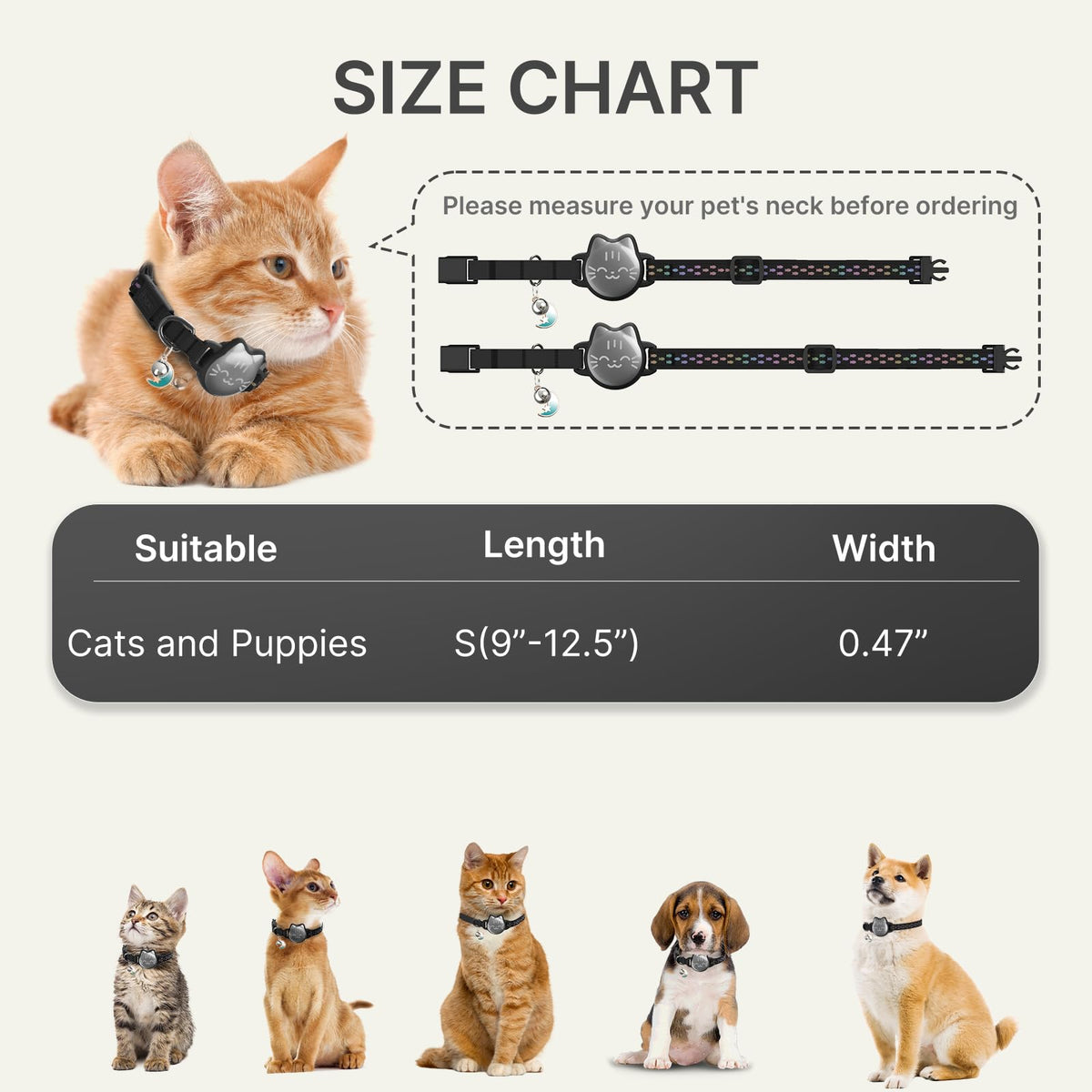 AirTag Cat Collar: Reflective Breakaway Collar, Hidden AirTag Holder