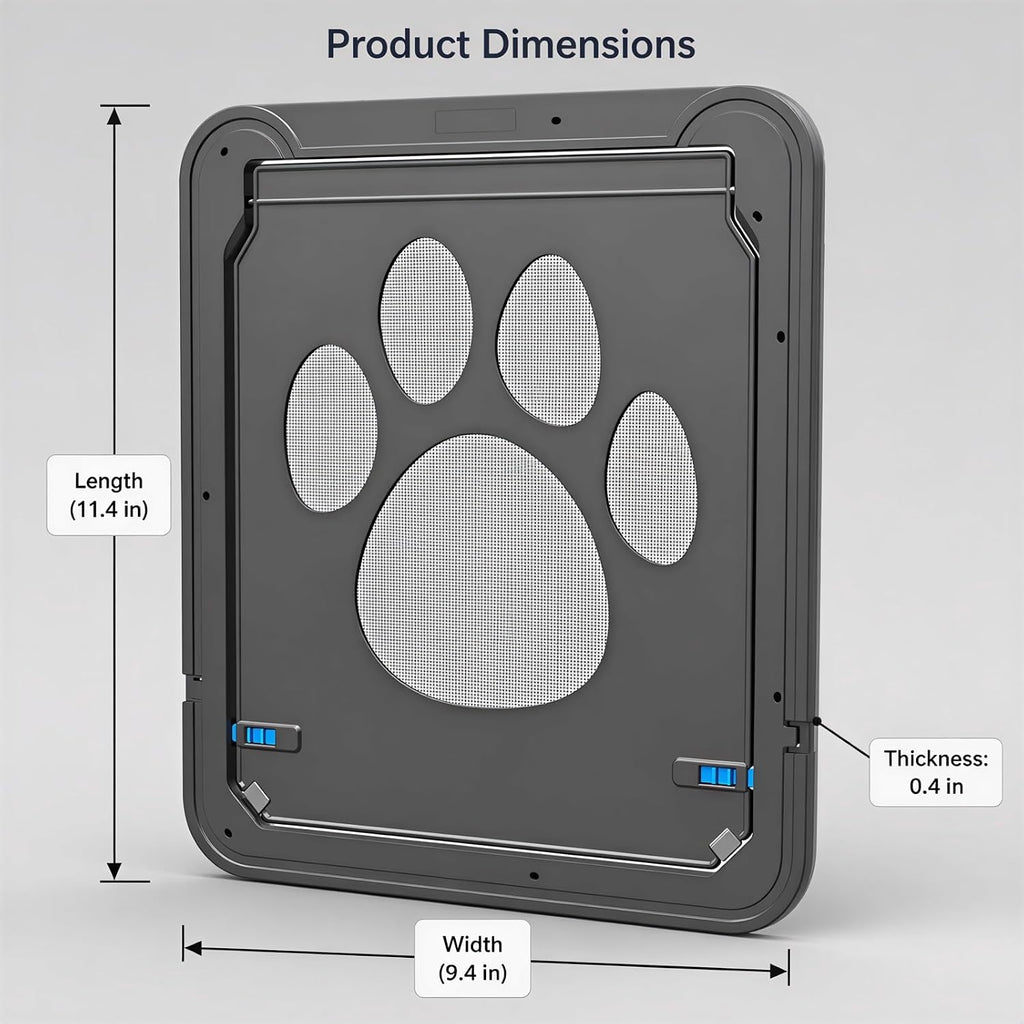 Screen Door Pet Door for Small Pets with Flap, Strong ABS Construction, 11.4 x 9.4 x 0.4 in, Easy Installation, Paw Patt