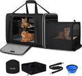 Side Expandable Extra Large Soft Cat Carrier with Litter Box, Black