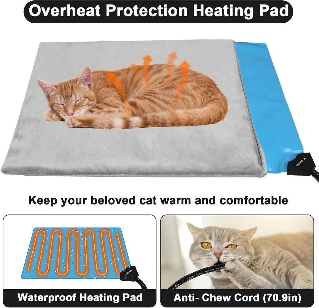 Heated Cat House for Outside, High Insulated Heated Outdoor Cat Shelter 100% Weatherproof with Escape Door, Elevated Out