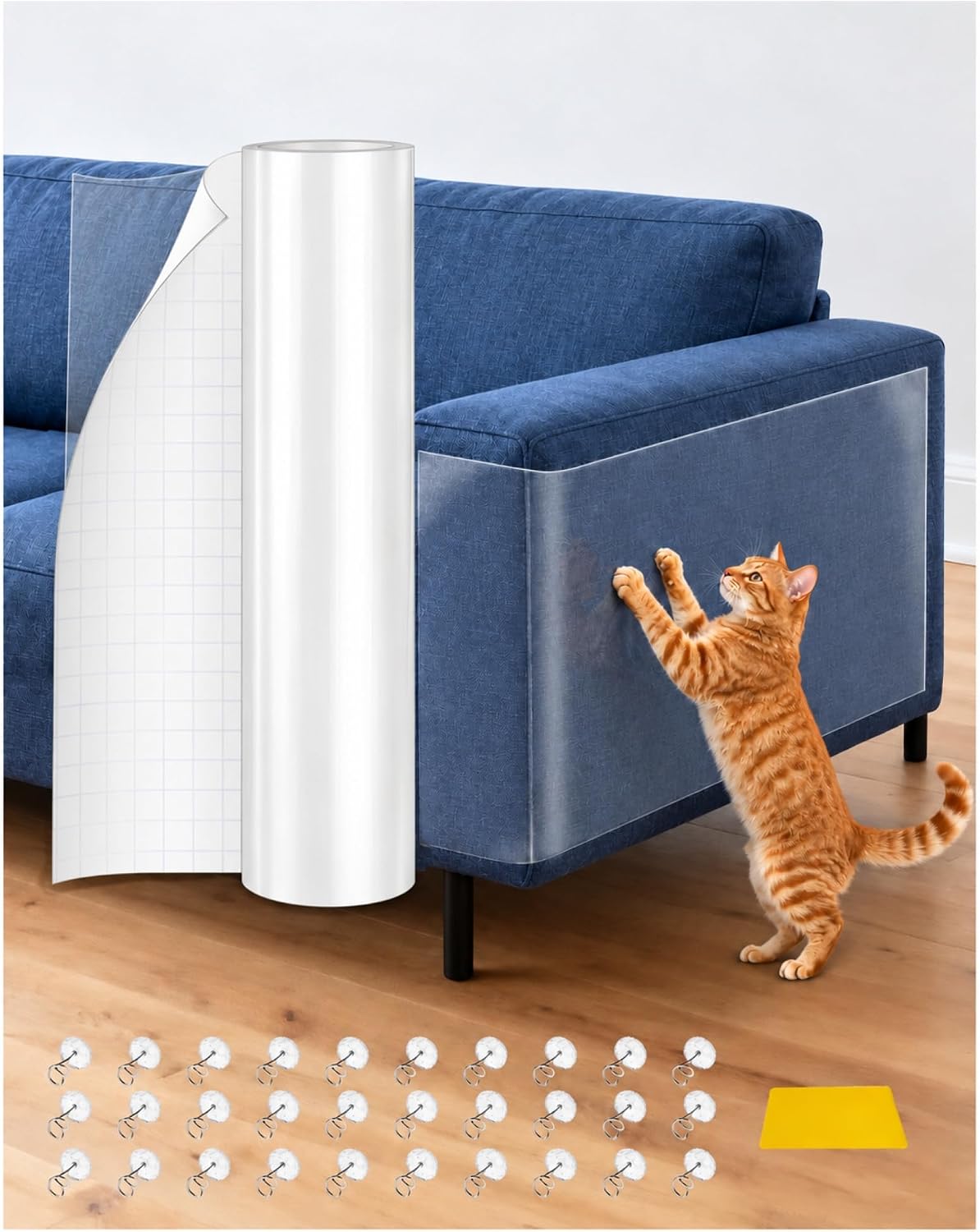 Cat Scratch Furniture Protector Couch - 1 Roll Clear PET 7.9 x 196.8 Inch