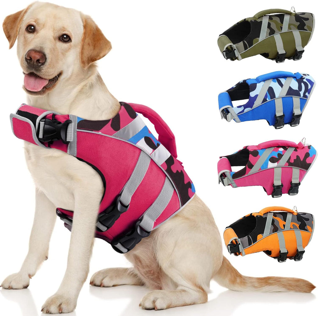 Kuoser Reflective Dog Life Jacket, Dog Life Vest for Swimming Boating