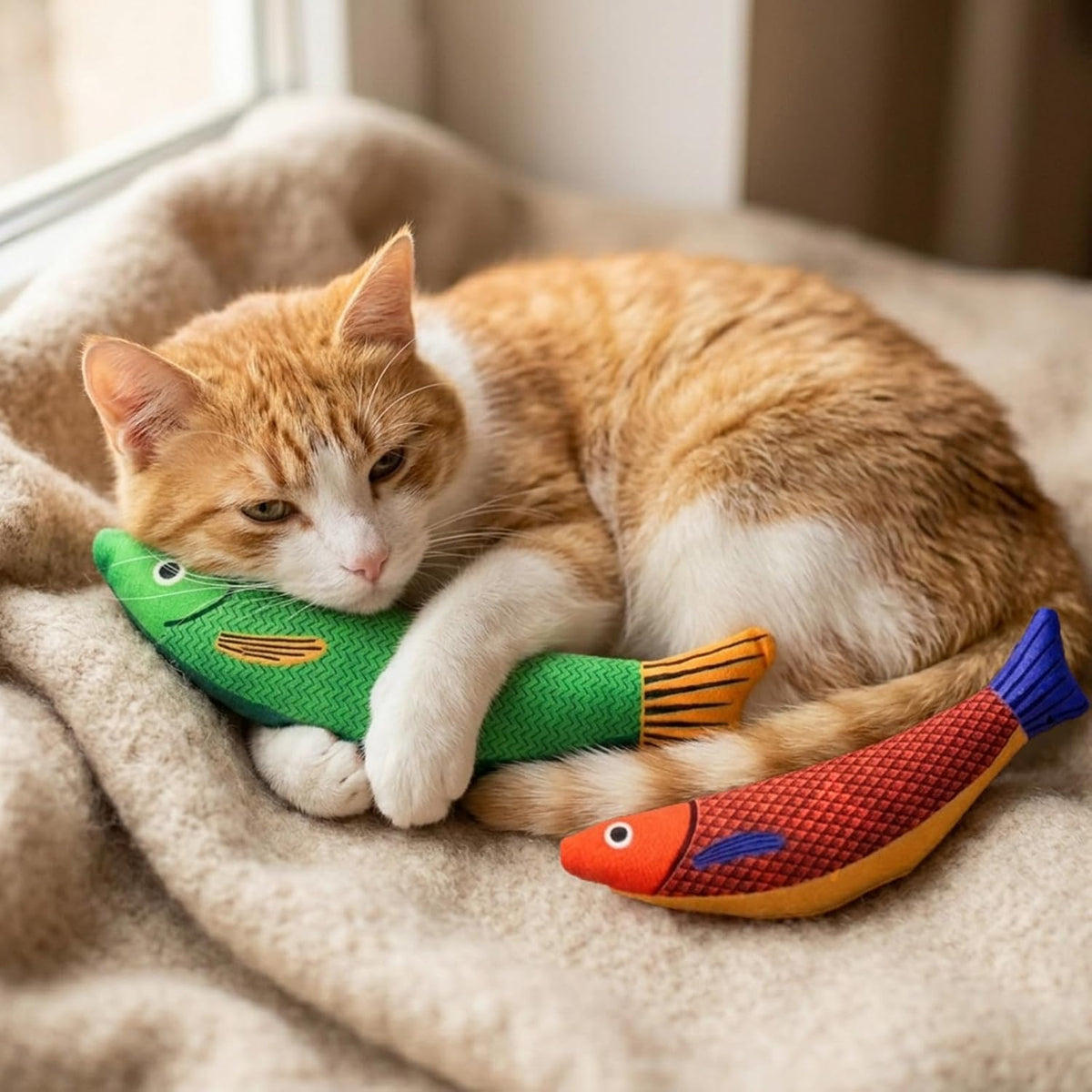 6 Pack Interactive Cat Toy - Crochet Mouse and Catnip Fish Set