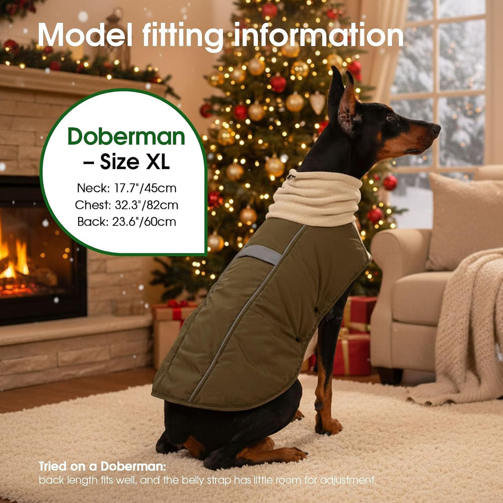 ASENKU Dog Coat Dog Puffer Winter Jacket for Large Dogs Doberman