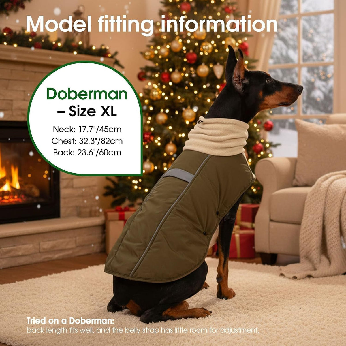 ASENKU Dog Coat Dog Puffer Winter Jacket for Large Dogs Doberman