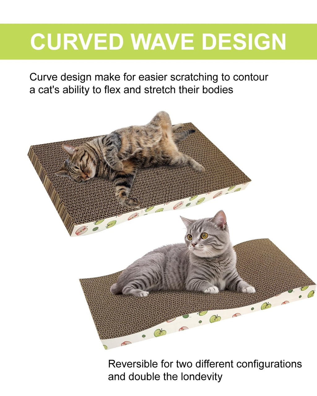 TIMHAKA Cat Scratching Board, Corrugate Cat Scratcher with Catnip, 2 Pack