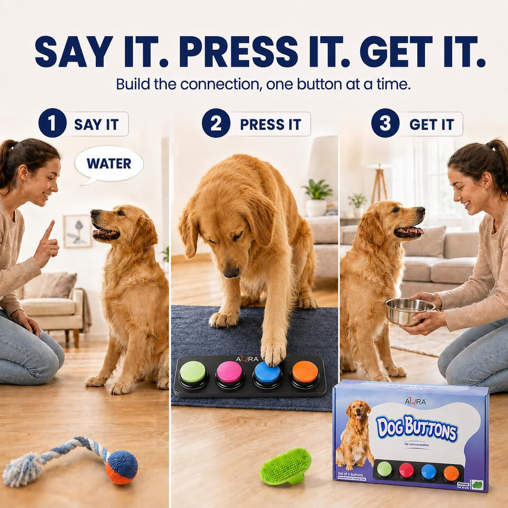 A-URA Dog Buttons for Communication, Recordable Dog Talking Buttons (6 PC)