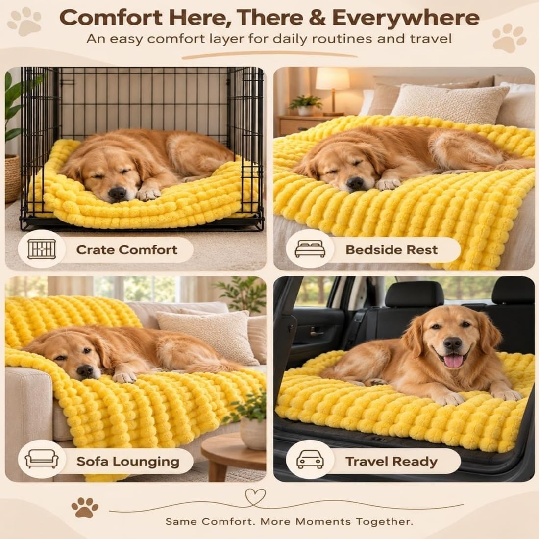 Yellow Dog Blanket Emotional Support for Dogs, Weighted Blanket for Anxiety