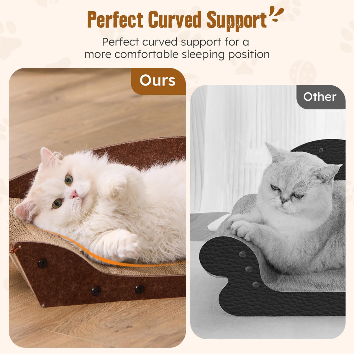 ZOMISIA 26'' Cardboard Cat Scratcher Bed for Indoor Cats, 1PC, Brown