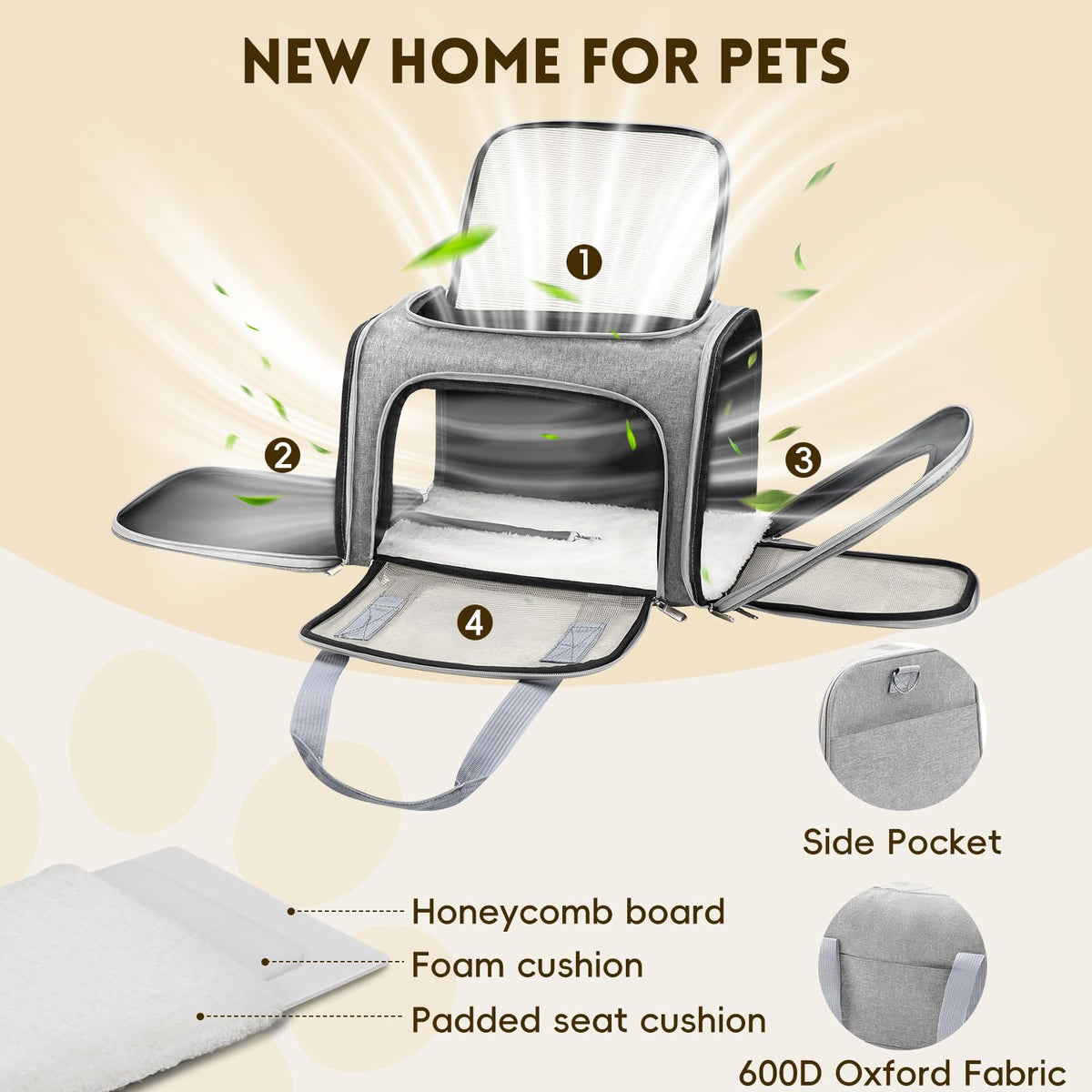 Zedkeys Cat Carrier Soft, Dog Carriers for Small Dog/Large Cat (Up to 16lb)
