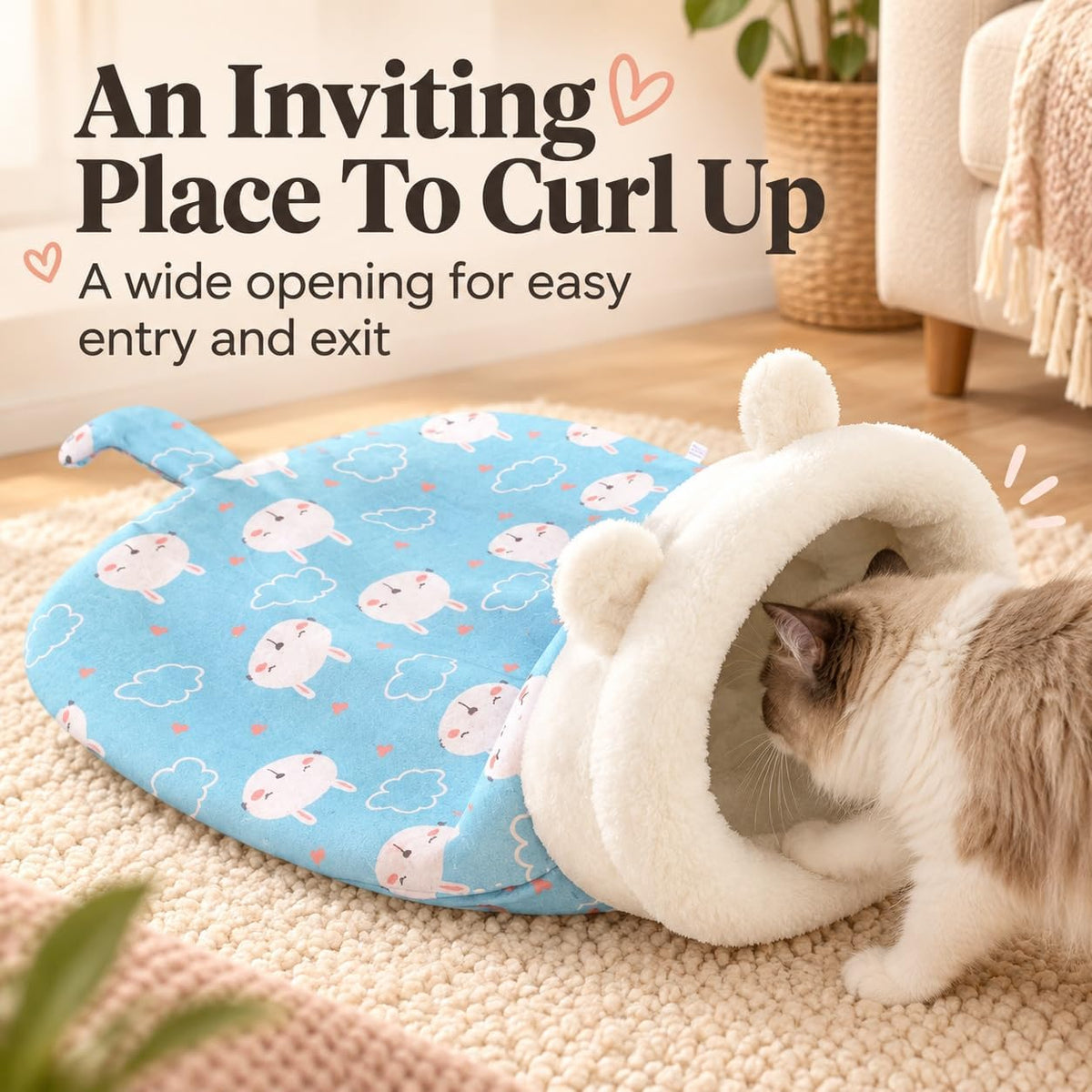 Cat Sleeping Bag for Indoor Cats with Pet Hair Removal Glove，# 10
