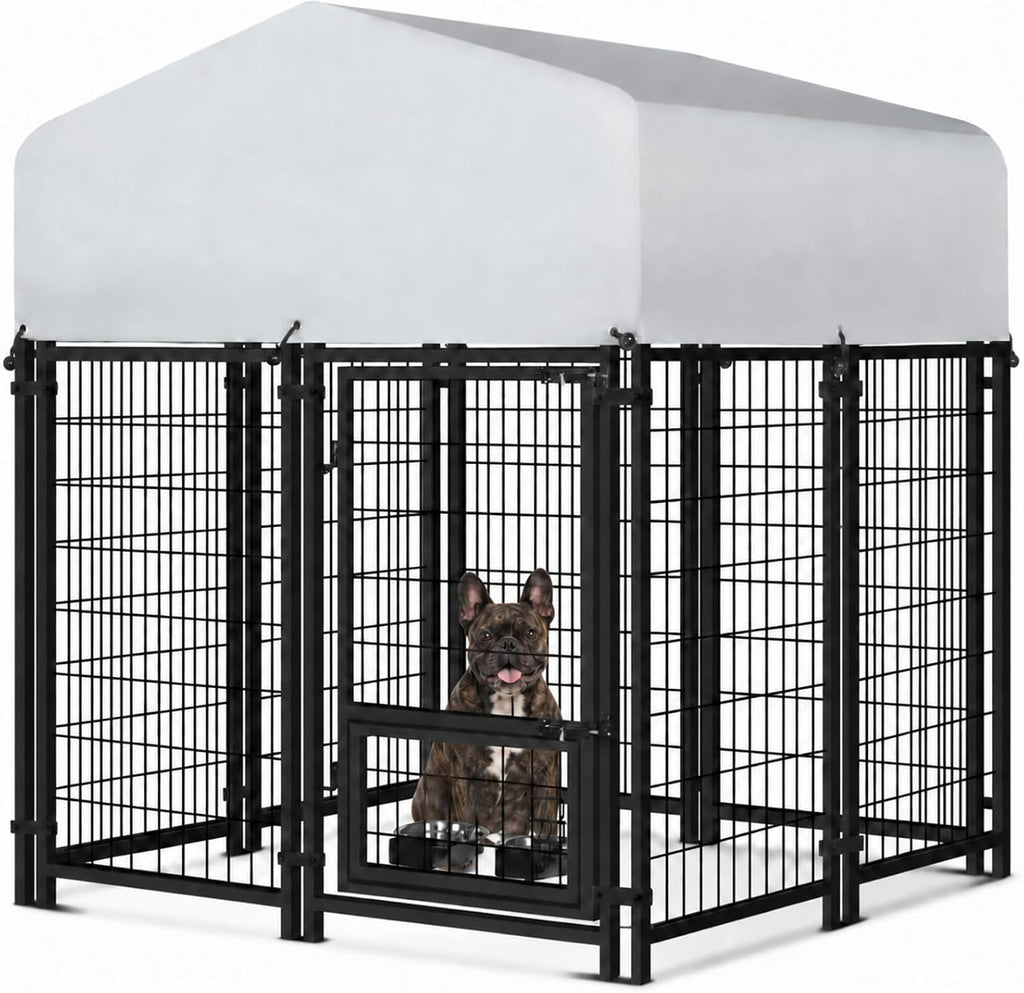 VAGGER 4x4x5 FT Dog Kennel Outdoor with Roof