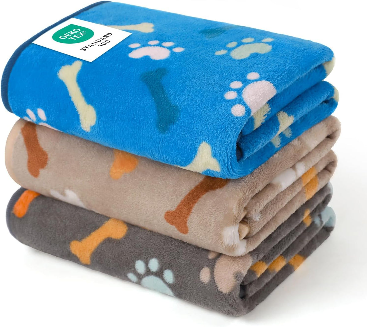 Luciphia 1 Pack 3 Blankets Super Soft Fluffy Premium Cute Cat Pattern Pet Blanket Flannel Throw for Dog Puppy Kitten,Whi