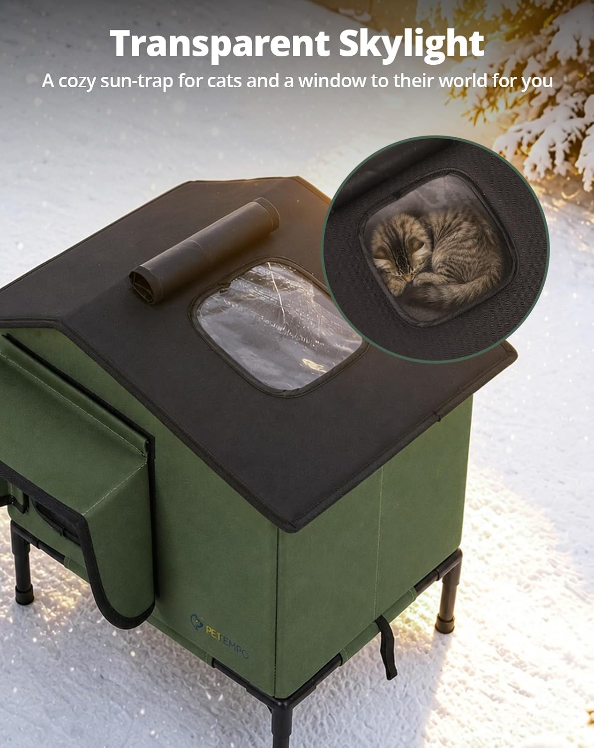 Heated Cat House for Outside Weatherproof in Winter, 16"x12"