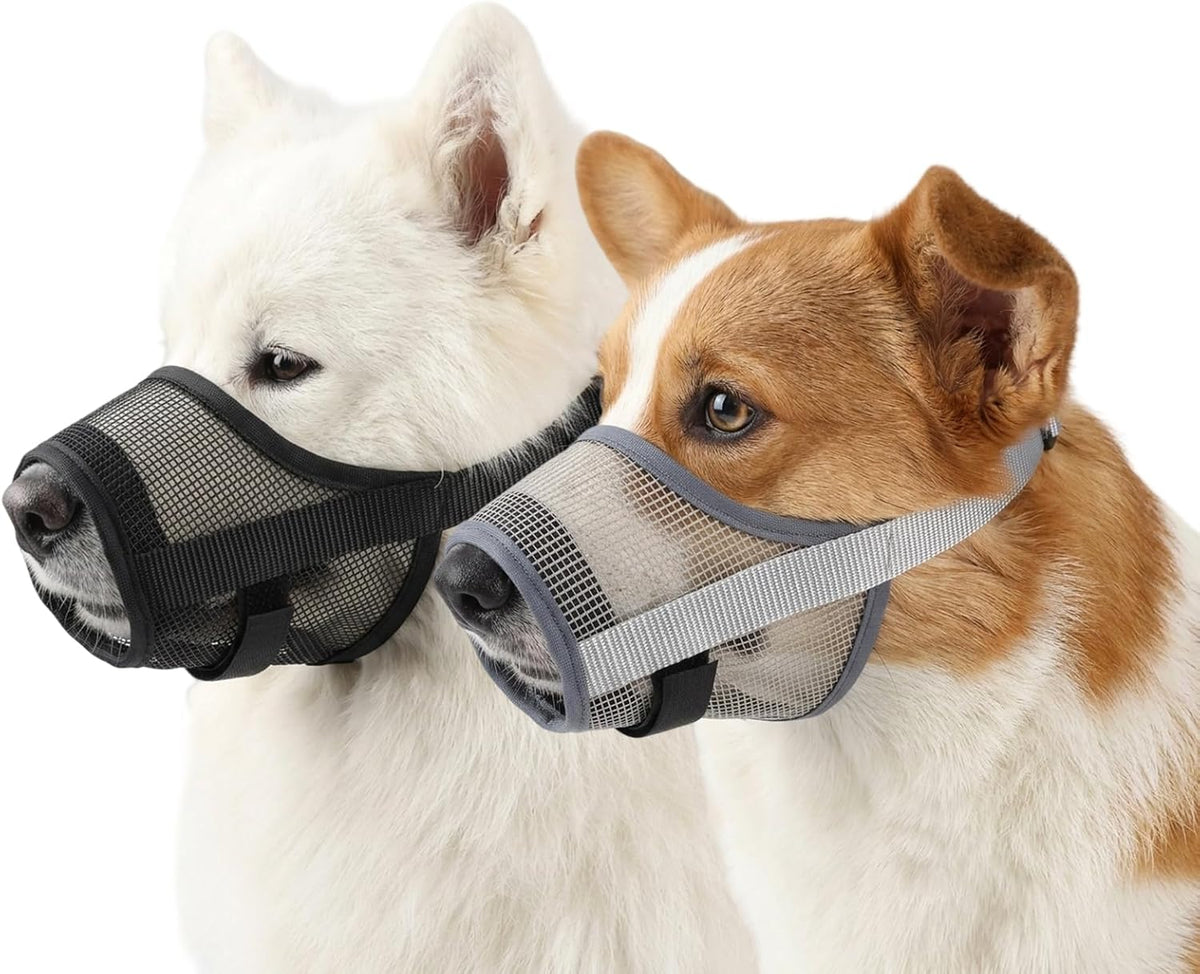 2PCS Adjustable Dog Muzzle Breathable Mesh Anti Bite, Comfortable Anti-Bite Dog Muzzle Designed for Safe Walking, Comfor