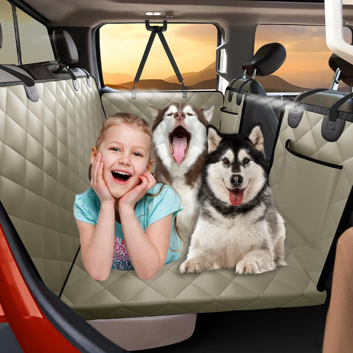 Hard Bottom Dog Car Seat Cover for Back Seat, Back Seat Extender