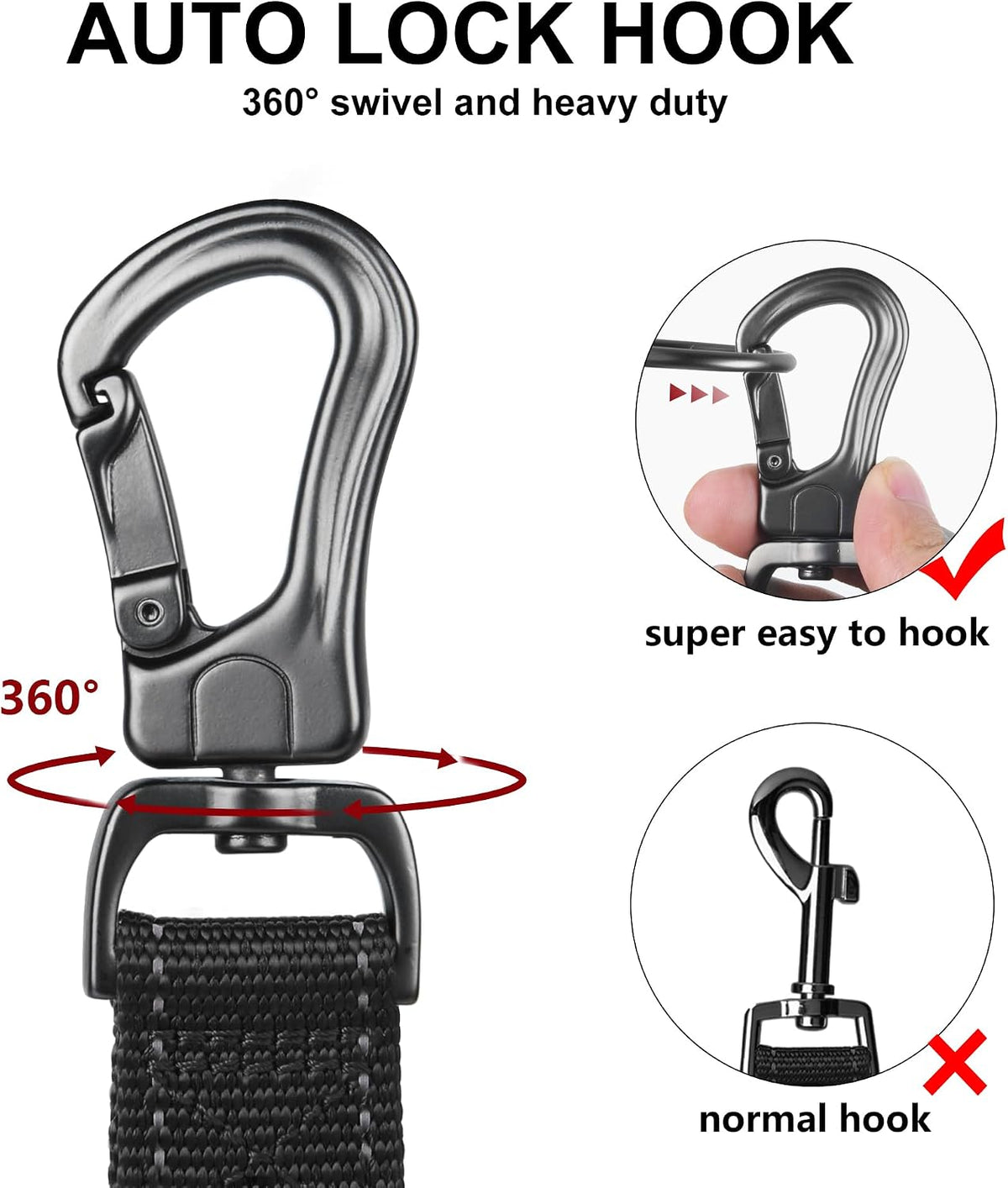 6FT 1IN Heavy Duty Dog Leash for Large Dogs with 2 Padded Handles
