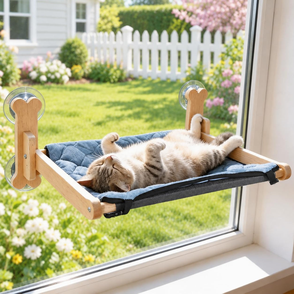 SZEE Cat Window Perch, Warmth Window Cat Bed with Soft Flannel Plush Mat