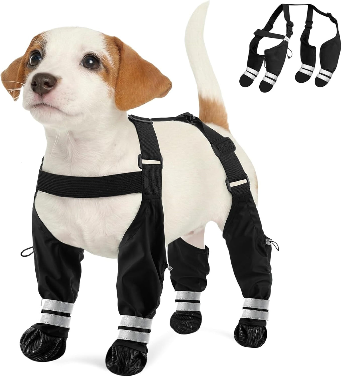 Waterproof Dog Suspender Boots, Dog Boots with Suspenders That Stay On, M