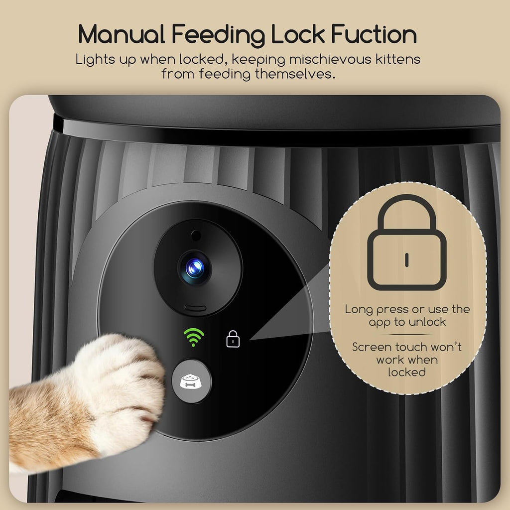 Faroro Automatic Cat Feeder with Camera, 1080P HD Video with Night Vision, 5G WiFi Automatic Dog Feeder with APP Control