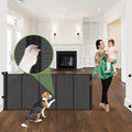 96" Wide Reinforced Retractable Baby Gates, Prevent Crawling Under, Black