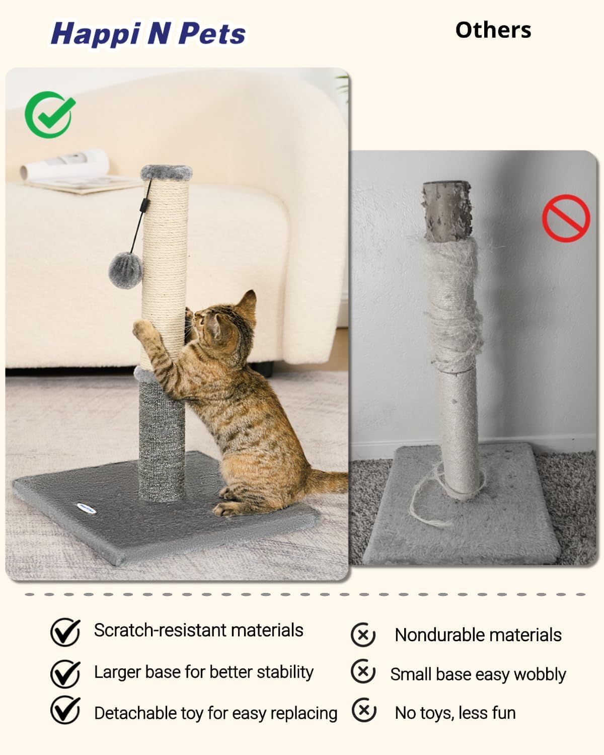 Cat Scratching Post, Cat Scratchers For Indoor Cats With Toys