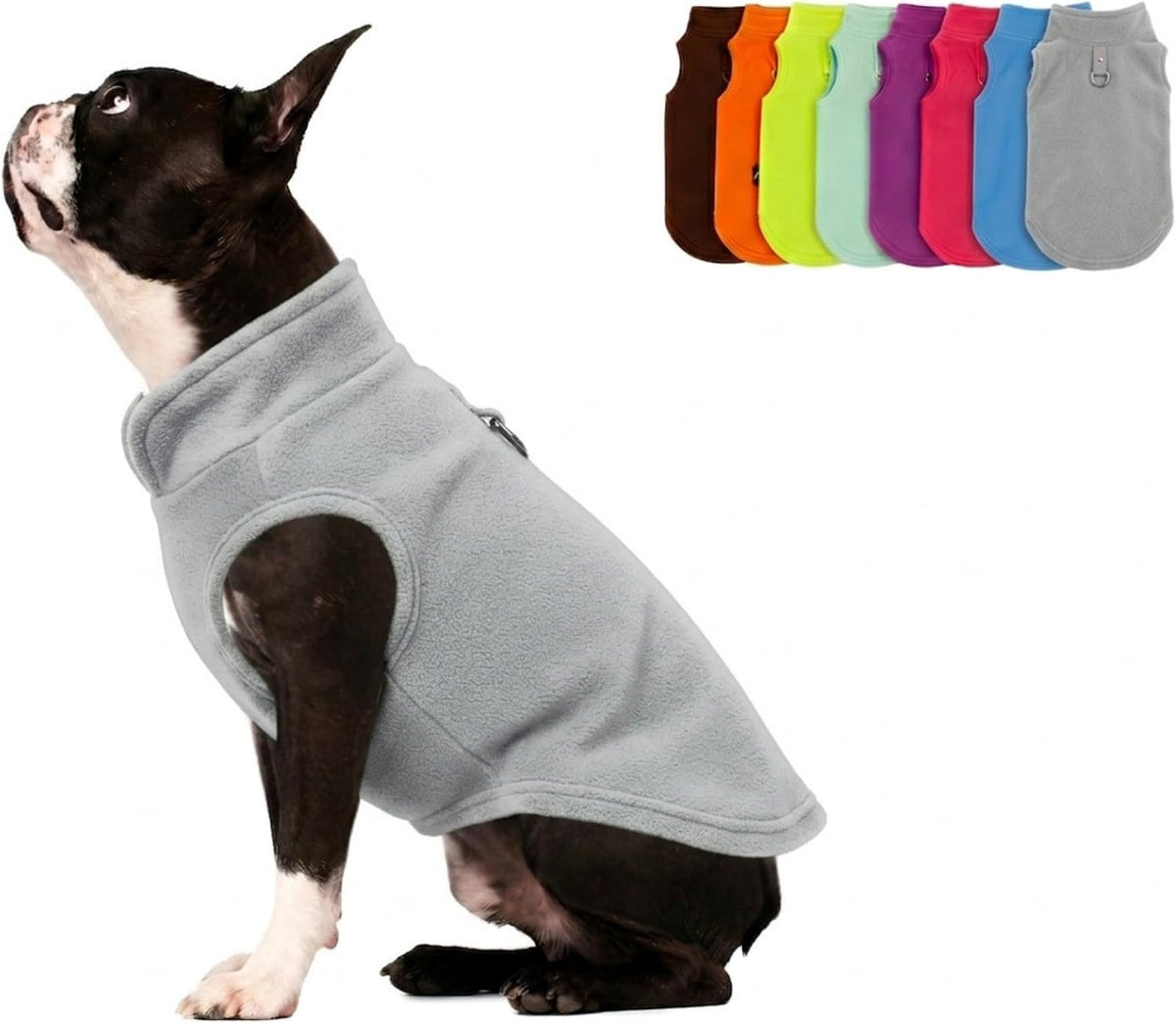 Dog Fleece Vest Sweater with Leash Ring, Purple Medium (6-10lbs)
