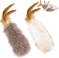 Migipaws Plush Cat Toy Migi-Fluffy, 2-Pack, Natural Feather & Catnip, Soft Fluffy Tail & Interactive Hanging Ring for Wa