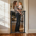 KODYRU 43 inch Tall Safety Baby Gate Adjustable 29.7-45.2inch Extra-Wide Metal Baby Gate Drill-Free Pressure-Mount Installation kit Self-Closing BabyGate for Stairwells、Doorways（Black）