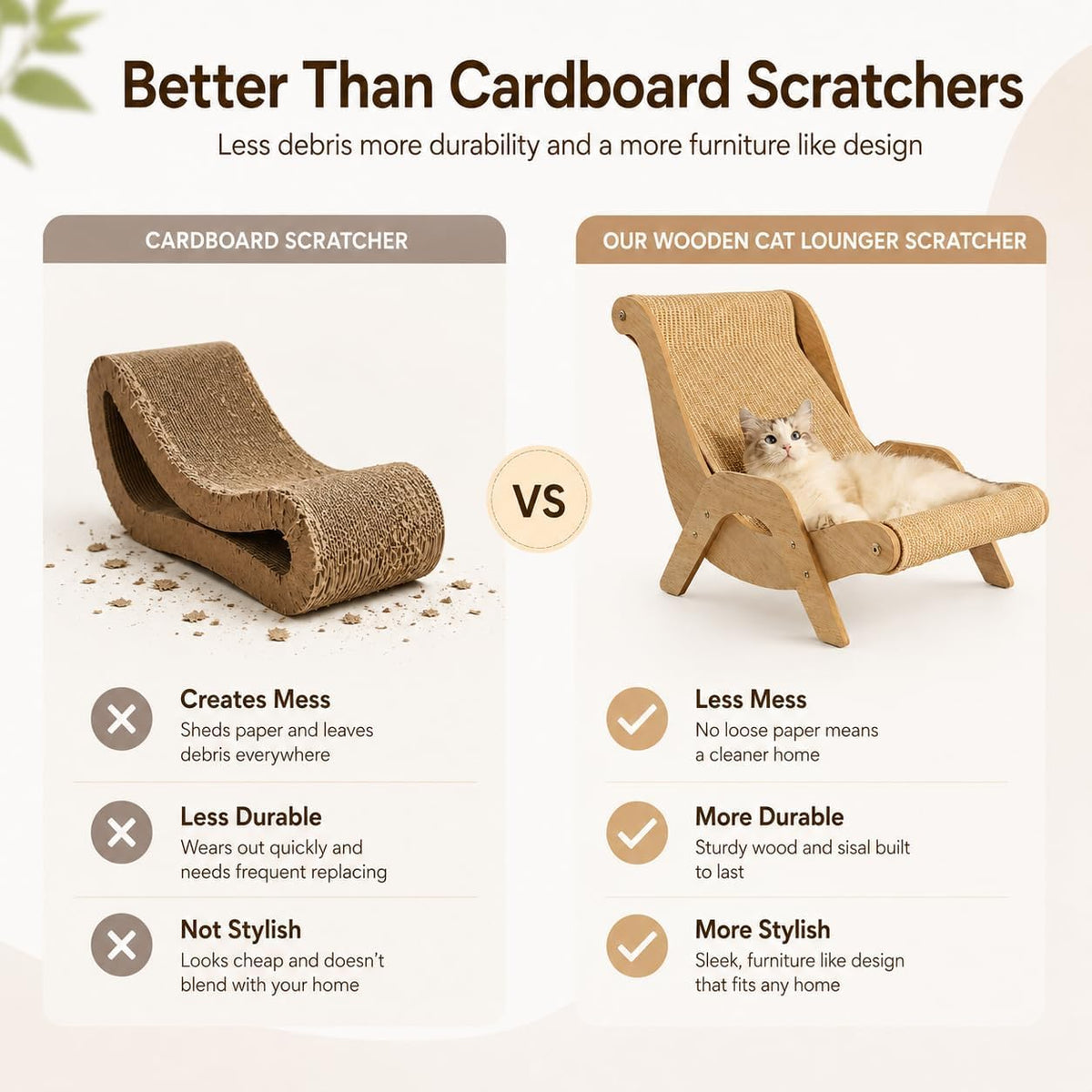 Cat Scratch Lounger Chair, 2-in-1 Sisal Scratcher Board Bed, Standard