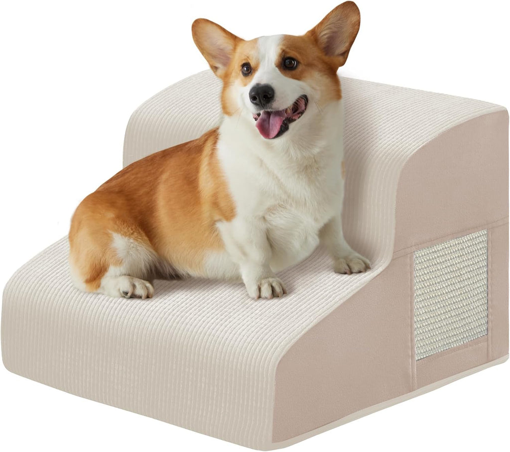 Dog Stairs for Small Dogs 19.7" H, Dog Ramp for Bed, 4-Step, Grey