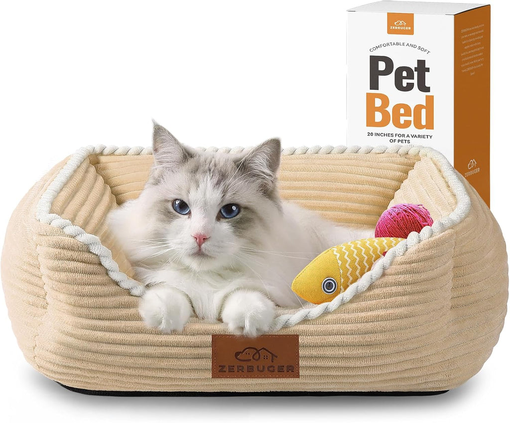 Zerbuger 25in Pink Rectangle Cat Dog Bed Machine Washable Sleeping Sofa