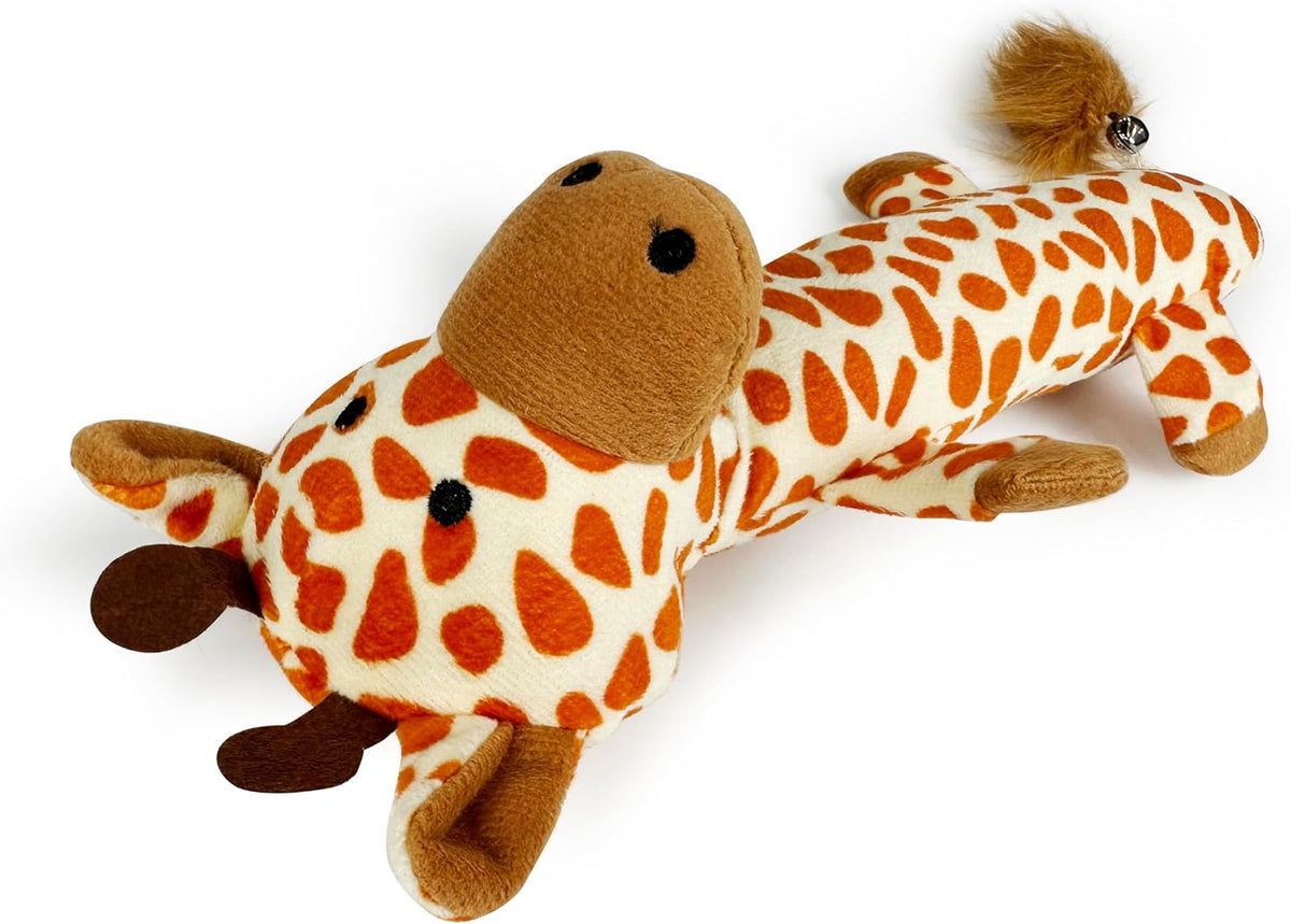 TTcat Large 11.42 Inch Giraffe Silvervine Cat Kick Toy, Crinkle Plush Cat Chew Pillow Toy with Bell Tail, Interactive Ki