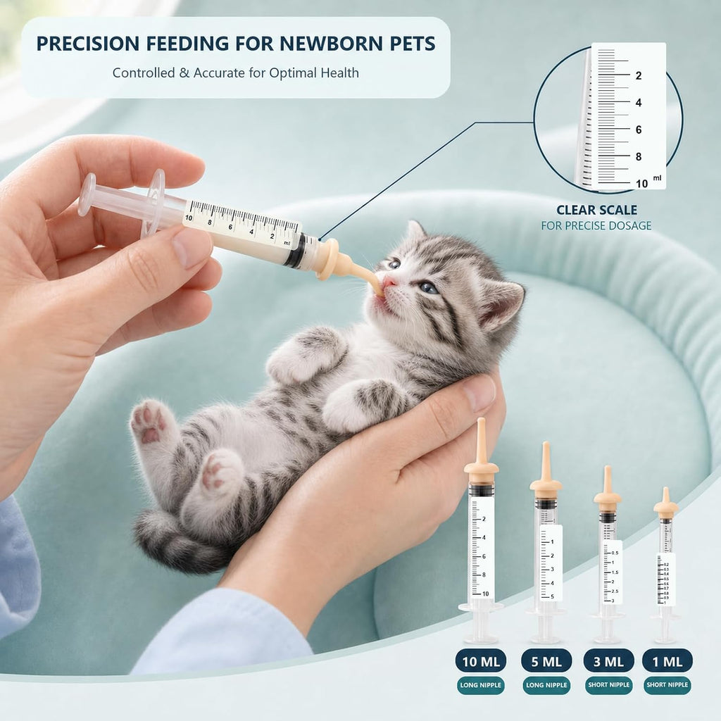 15 Pcs Pet Nursing Kit for Newborn Kittens,Puppies,Rabbits and Other Small Animals,Newborn Cat Bottle Feeding Set Includ