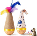 2-Pack Cat Toy with Feather Top, Self-Righting Toy for Cats & Dogs