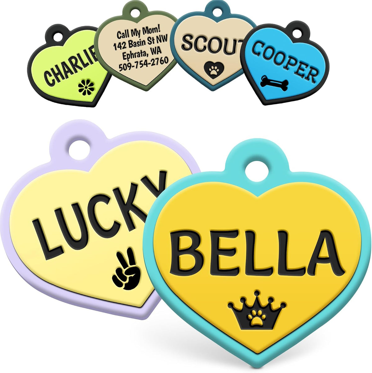 GoTags Silicone Dog Tags, Personalized Engraved Silent Pet Tag, No Noise