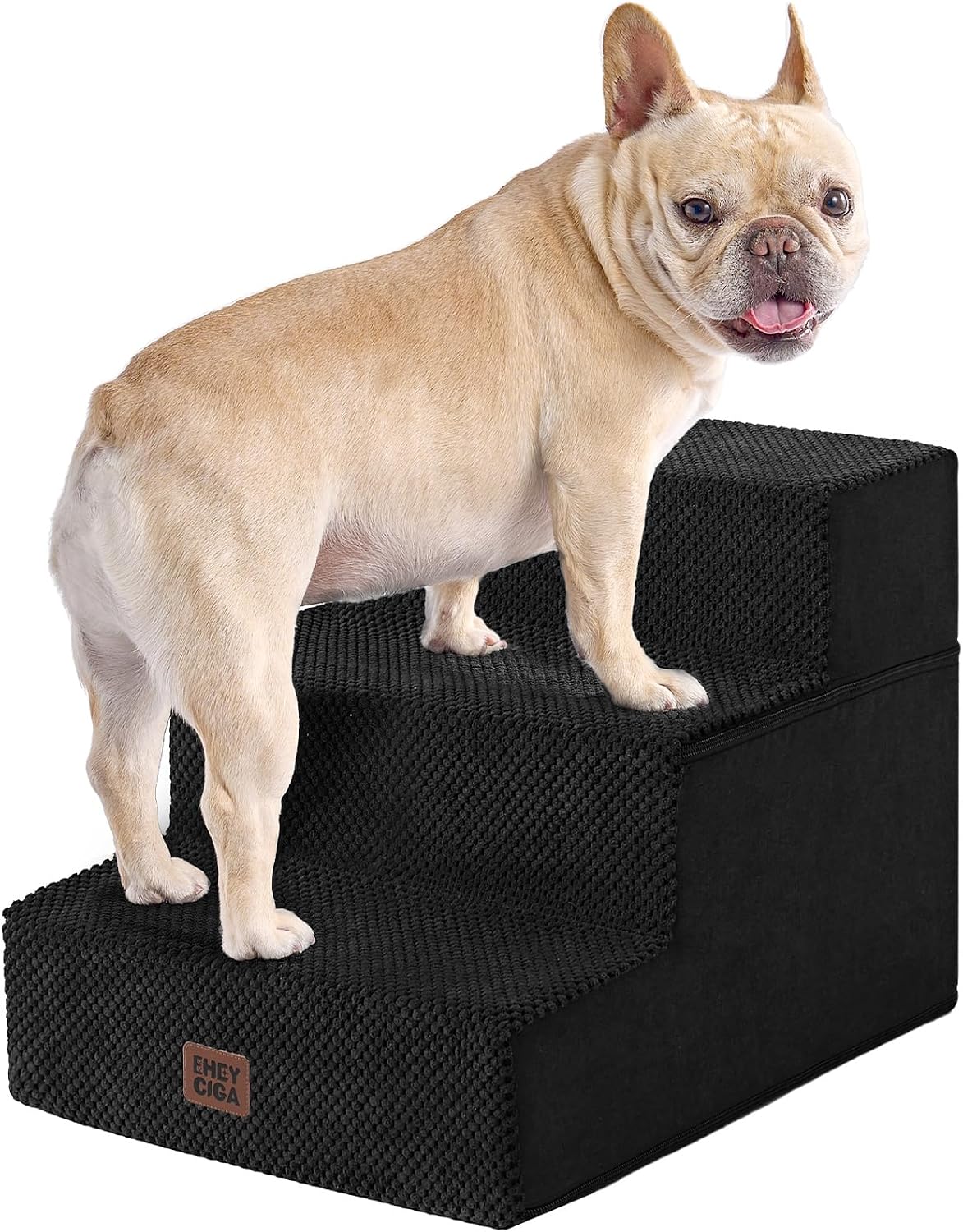 EHEYCIGA Dog Stairs for Bed 18" H, 4-Step Dog Steps for High Bed, Grey