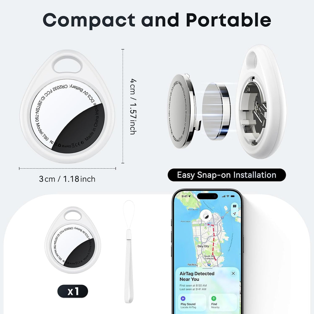 Bluetooth Air Tracker -4 Pack with Hybrid Armor Case, Compatible with Apple Find My (iOS Only), Item Finder for Keys Lug