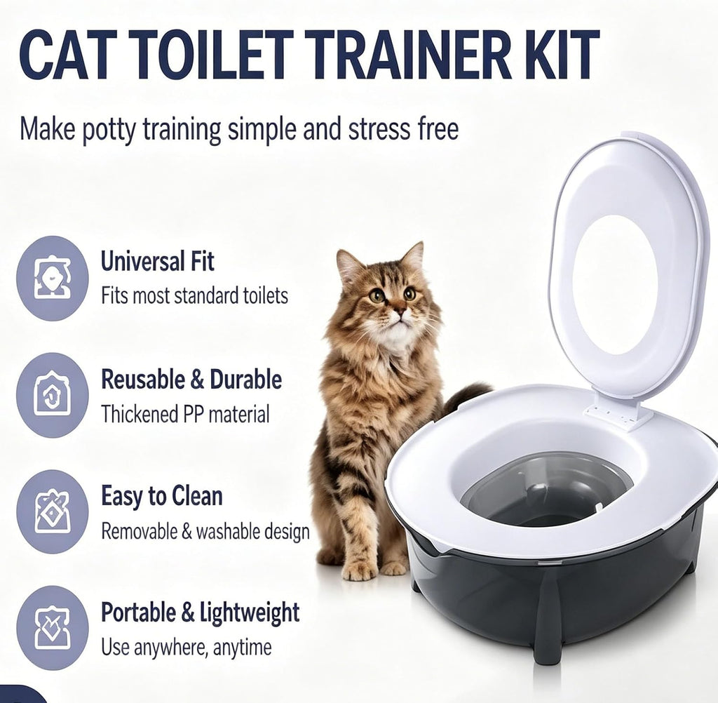 Cat Toilet Trainer Kit Universal, Reusable Portable Litter Box (Gray)