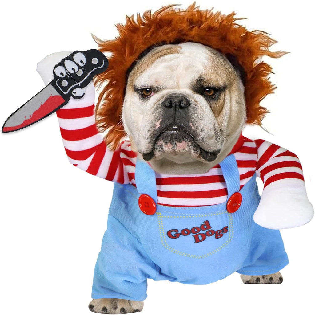 GOYOSWA Dog Halloween Costumes, Pet Deadly Doll Dog Costume Funny Dog Costumes Dog Halloween Costume Clothes for Small M