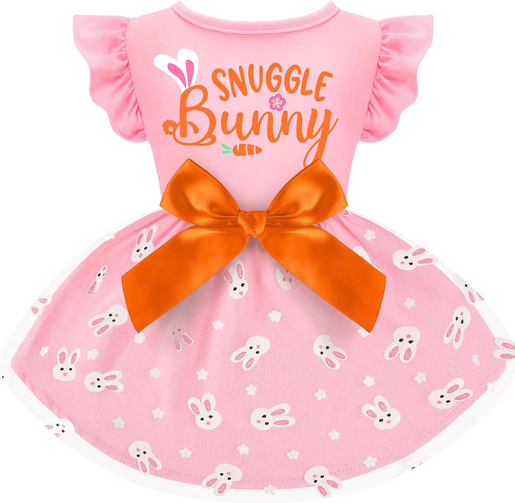 Dog Birthday Girl Dress Ruffle Dog Dress with Sparkly Pink Bowknot Tulle Birthday Princess Pet Clothes for Small Medium 